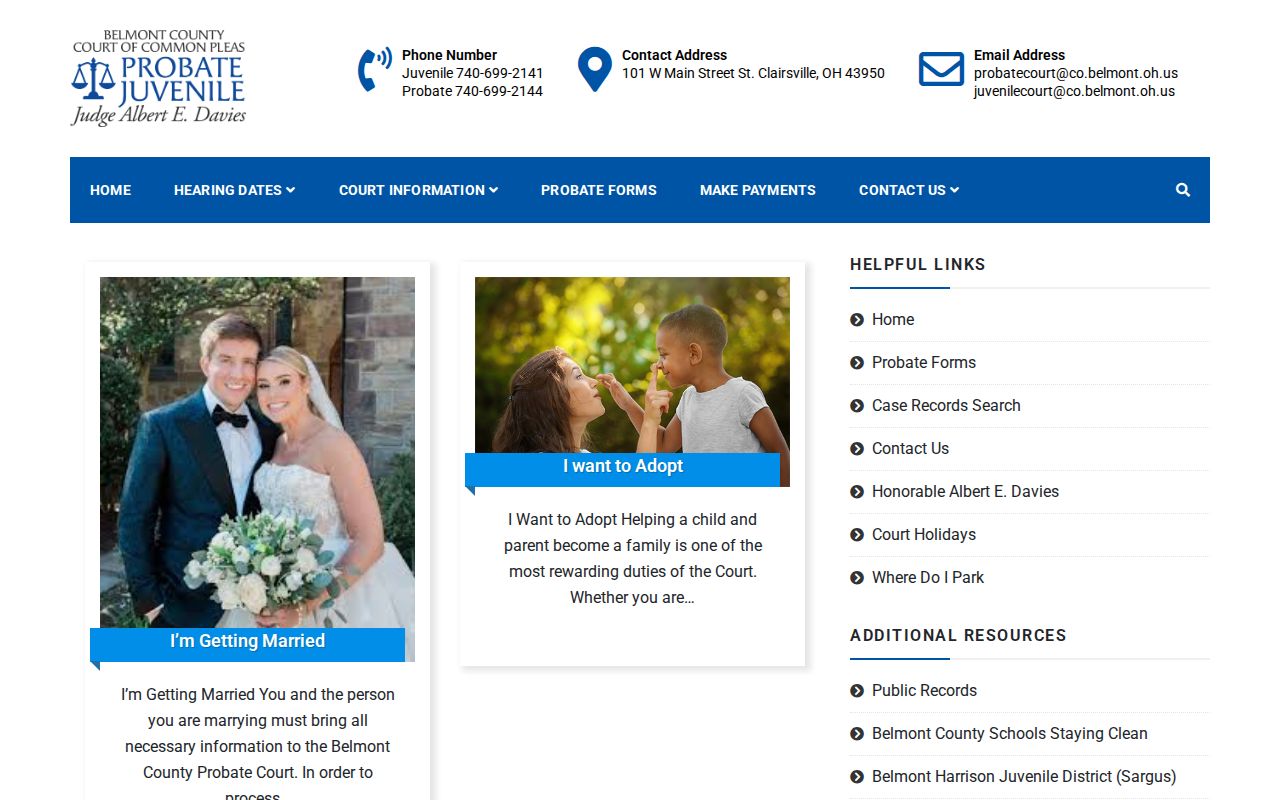 Belmont County case lookup Probate Court access source