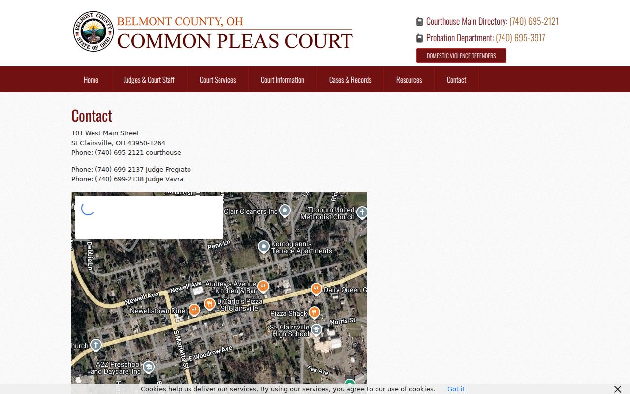 Belmont County Common Pleas court contact page