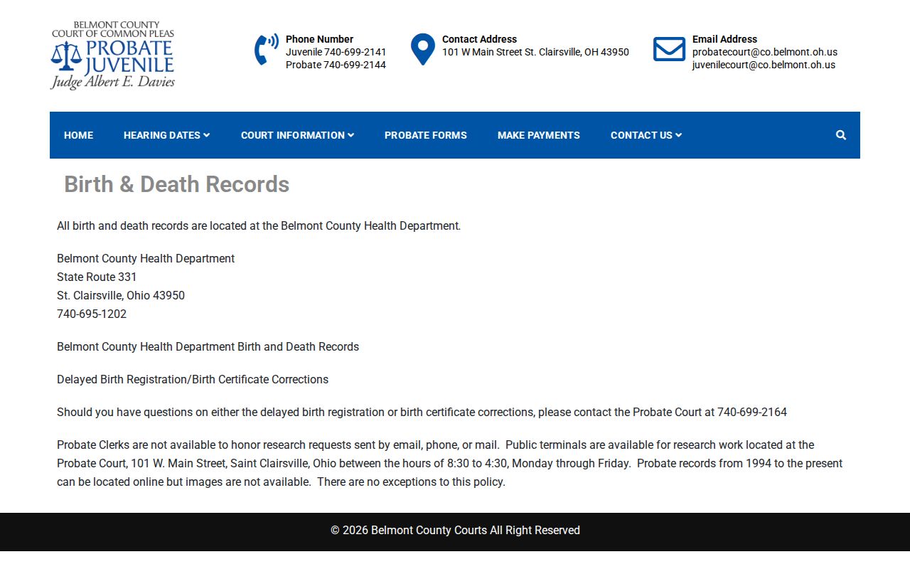 Belmont County court records Probate terminal access source