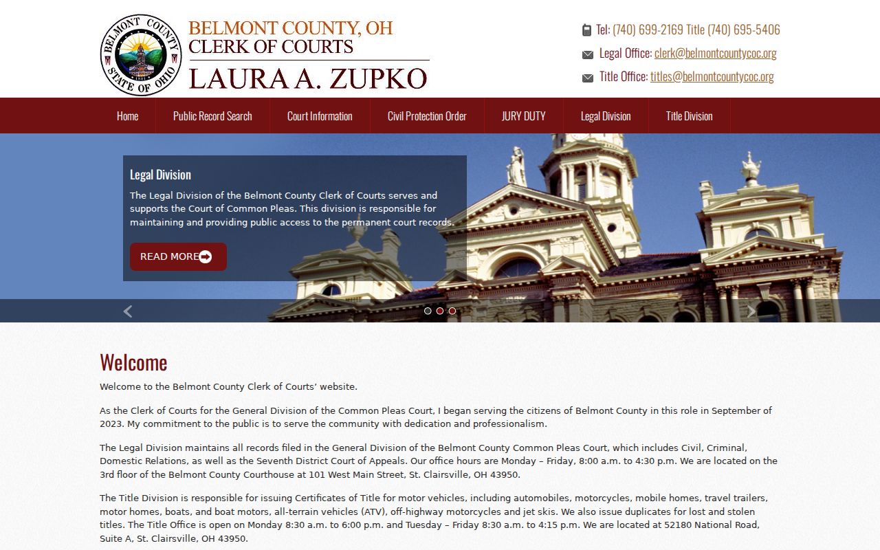Belmont County court docket Clerk of Courts public records access